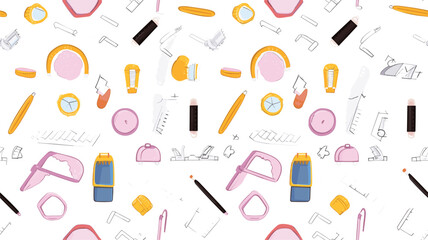 Different rulers for schoolboy, vector seamless pattern on white background