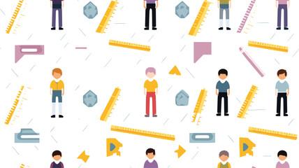 Different rulers for schoolboy, vector seamless pattern on white background