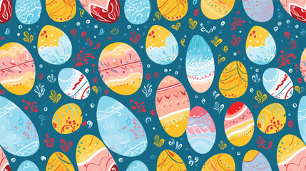 Easter eggs with ornament, vector seamless pattern