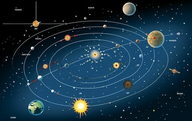 Advanced Satellites Orbiting Distant Planets and Stars - obrazy, fototapety, plakaty