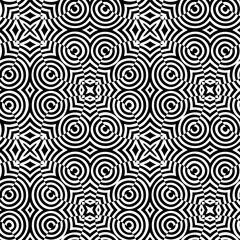 Seamless pattern with geometric motifs in black and white