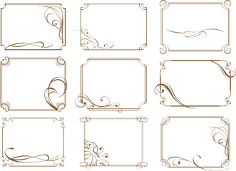 Decorative frames. Vintage ornaments and ornate border. Isolated icons vector set