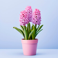 A beautiful hyacinth flower in a pot. Close-up.