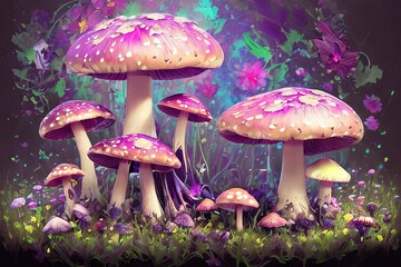 Mushroom and flowers 