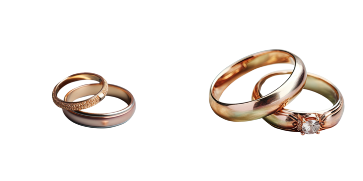 Png Set Wedding bands on invite over transparent background