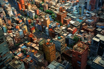 an aerial perspective of the urban area. Generative AI