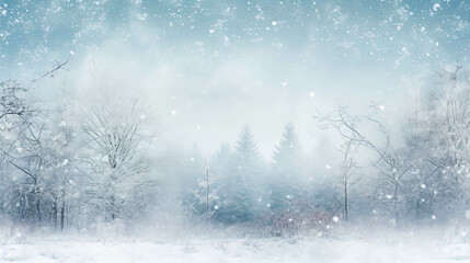 Winter background texture of a snow-covered landscape with snowflakes falling.  Concept of the winter season. Blurred.