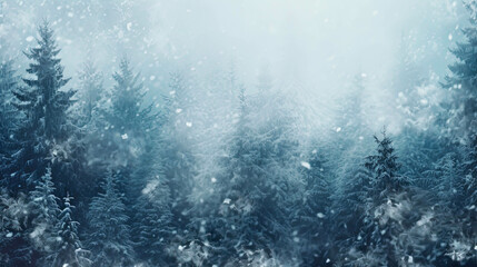 Winter background texture of a snow-covered landscape with snowflakes falling.  Concept of the winter season. Blurred.