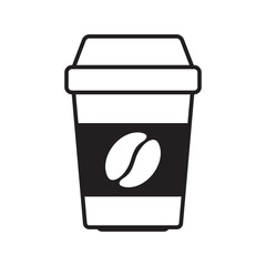 Hot coffee cup vector icon. Paper coffee cup icon isolated on white background.