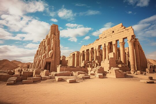 Ancient temple complex in Luxor, Egypt. Generative AI