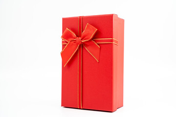Red gift package isolated on white background