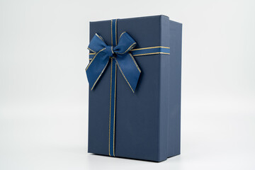Navy blue gift package isolated on white background