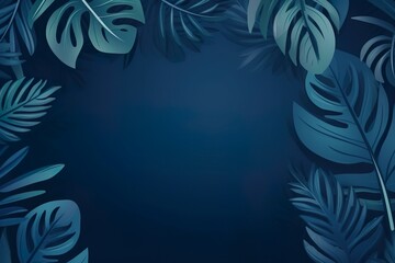 Fototapeta na wymiar Collection of tropical leaves,foliage plant in blue color with space background | Generative AI