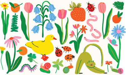 Simple Garden Elements Illustration Vector File