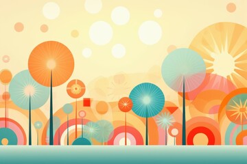 Happy summer party design, a classic 70s background with a warm and sunny theme. Generate Ai