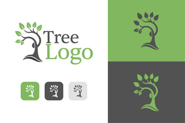 Natural Tree Logo design, Vector Green Leaf