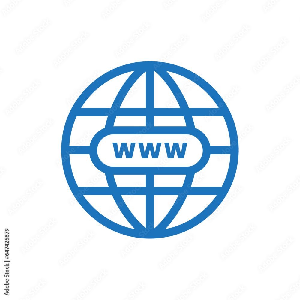 Aufkleber internet http address icon isolated. globe sign. network www symbol. internet illustration.