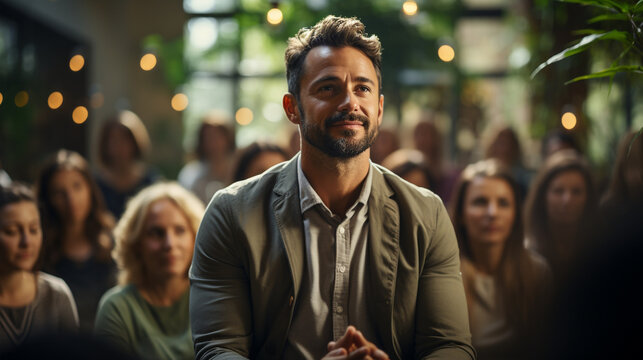 Men And Women Sitting In A Circle During Group Therapy, Supporting Each Other Made With AI