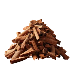 Selbstklebende Fototapete Brennholz Textur transparent background with isolated wood chip pile smoking