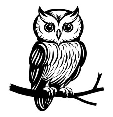 Vector design of an Owl Perched on a Majestic Tree Branch