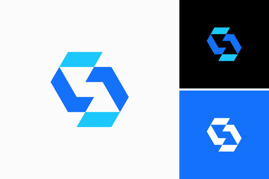 initial letter s block logo vector