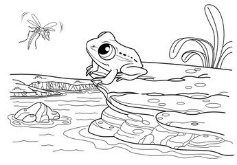 cute happy frog coloring page
