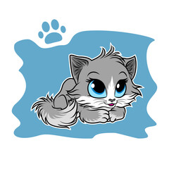cute kitten cartoon character