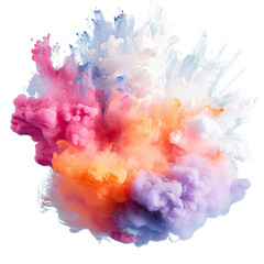 Explosive white dust on a transparent background resembling paint Holi