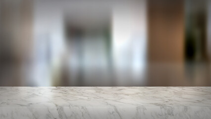 Blank marble counter with blurred background. Good for product arrangement