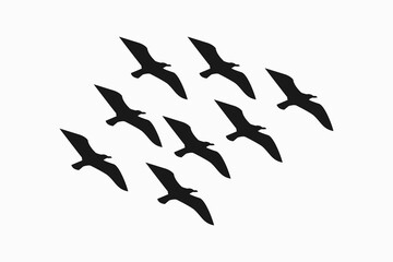 flock of flying birds logo vector silhouette 