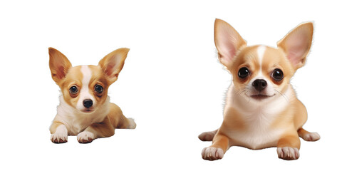 Obraz premium Png Set The cute Chihuahua lying on the floor looking at you transparent background
