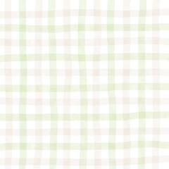 Sage Green Beige Gingham Check Hand Drawn Background