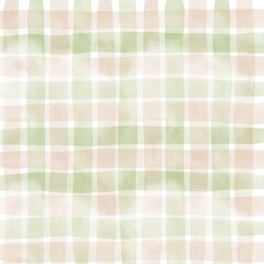 Sage Green Beige Gingham Check Hand Drawn Background
