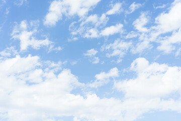 Light blue sky with frequent clouds