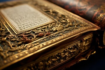 Fototapeta premium Sacred Bible ancient closeup. Generate Ai
