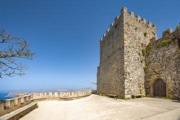 Fototapeta na wymiar The stronghold and Castle of Balio in Erice town in northwestern Sicily near Trapani, Italy, Europe.