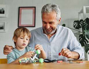 grandchild family child grandparent grandfather toy boy craft hobby creativity education happy fun...