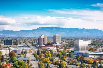 Obraz premium Panoramic view of San Jose, California's downtown area. Generative AI
