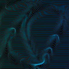 blue and green abstract shine lines on black background