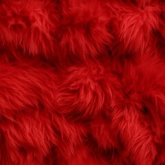 Red Fur Creative Abstract Photorealistic Texture. Screen Wallpaper. Digiral Art. Abstract Bright Surface Square Background. Ai Generated Vibrant Texture Pattern.