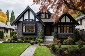 Fototapeta na wymiar Beautifully updated, furnished & styled high-end Canadian home with finished basement, terrace, yard & parking. Generative AI