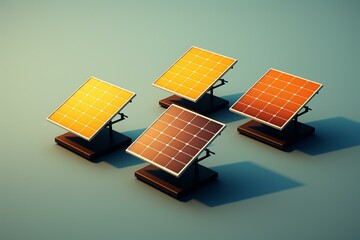 3D illustration of solar panel types. Generative AI