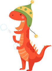 Dinosaur Playing With Snow