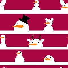 Christmas snowman seamless winter pattern for wrapping paper and fabrics and kids clothes print