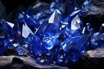 Blue crystal stone. Generate Ai