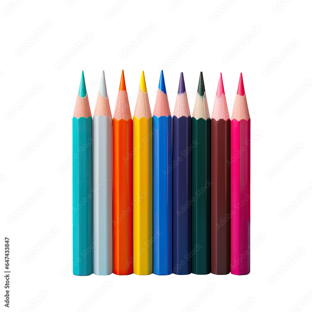 Poster colored pencils on transparent background isolated with clipping path