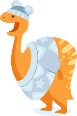 Dinosaur In Winter Clothes
