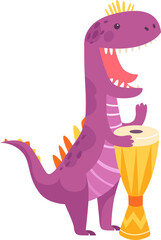 Dinosaur Playing On Bongo