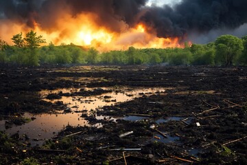 Fototapeta premium An ecological disaster, wallpaper.