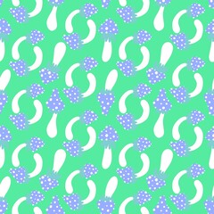 Autumn seamless cartoon polka dots mushrooms pattern for wrapping paper and fabrics and kids print and Halloween